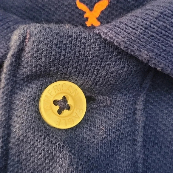 American Eagle Blue Collared Short Sleeve‎ Polo Athletic Fit Mens Medium - Picture 6 of 7